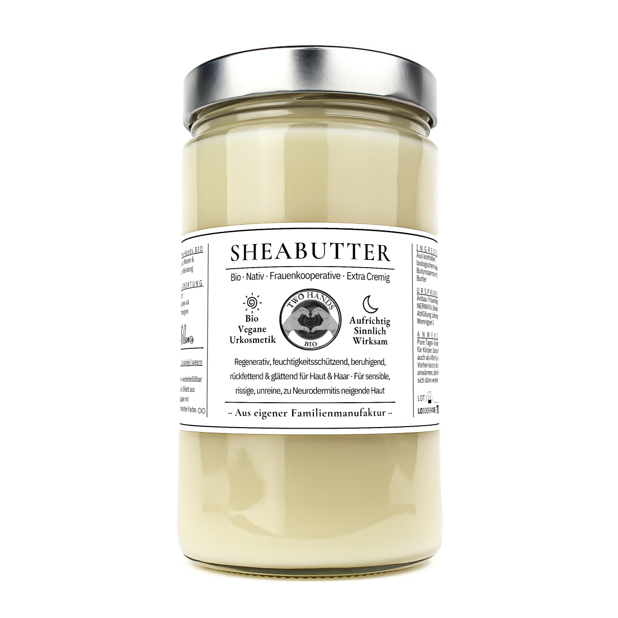 Sheabutter NATIV, 700 ml im Glastiegel mit Metallverschluss