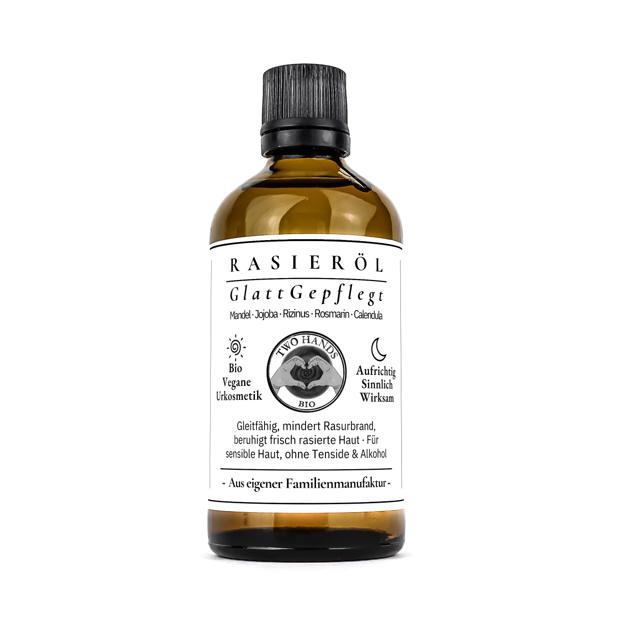Rasieröl GlattGepflegt, 100 ml in Braunglasflasche mit schwarzem Tropfverschluss