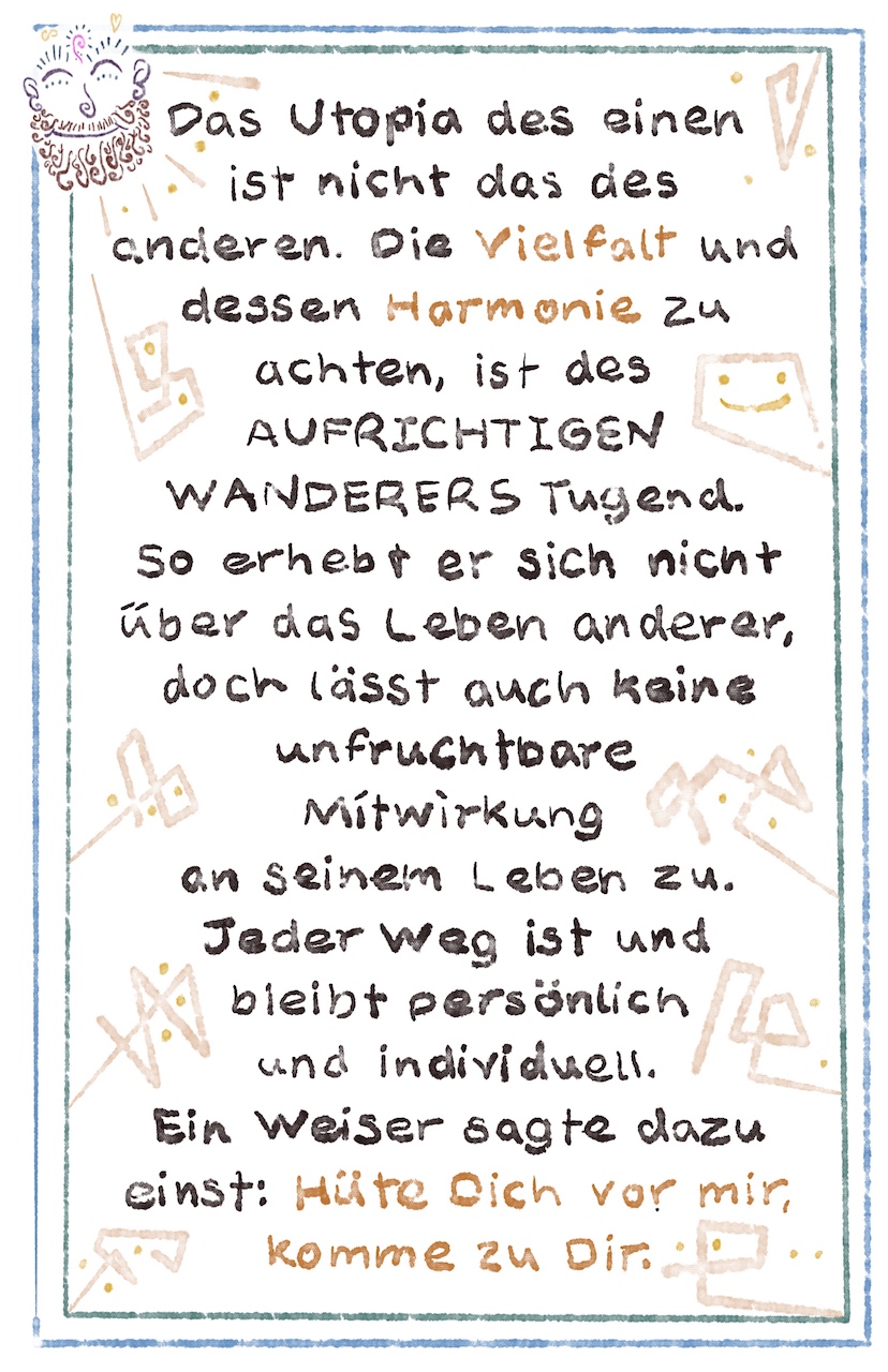 Wegweiser Vielfalt Harmonie A Aufrichtiger Wanderer