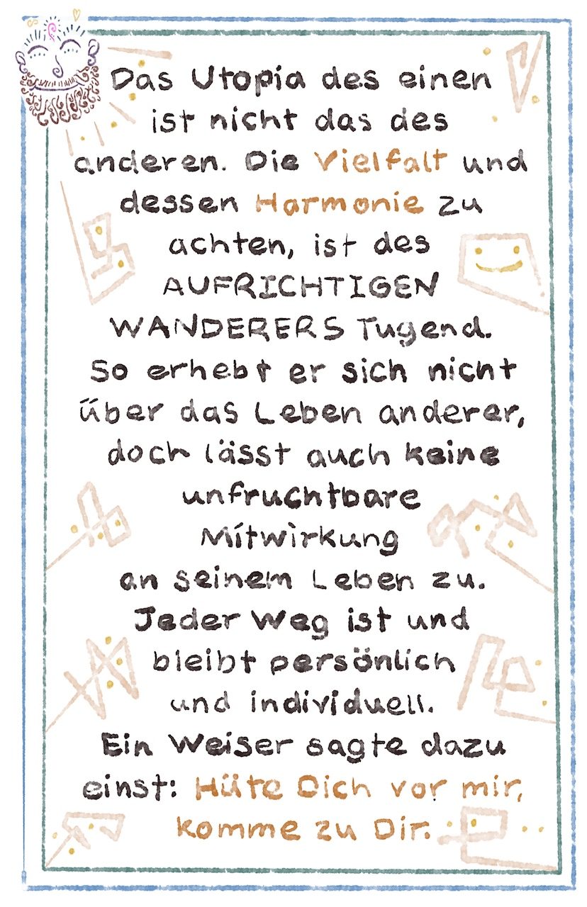 Wegweiser Vielfalt Harmonie A Aufrichtiger Wanderer