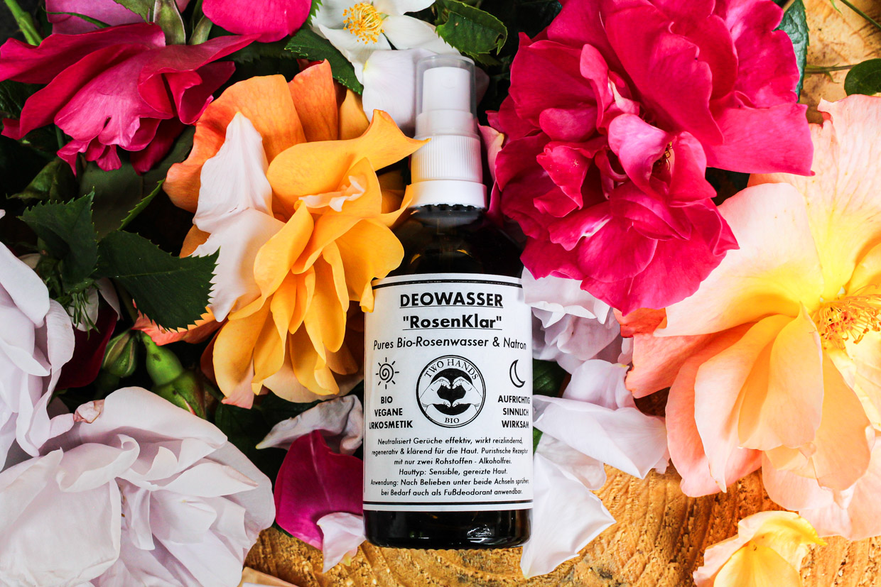 Deo Wasser „RosenKlar“ - Pures Bio-Rosenwasser & Natron - Alkoholfrei - Bio Vegan