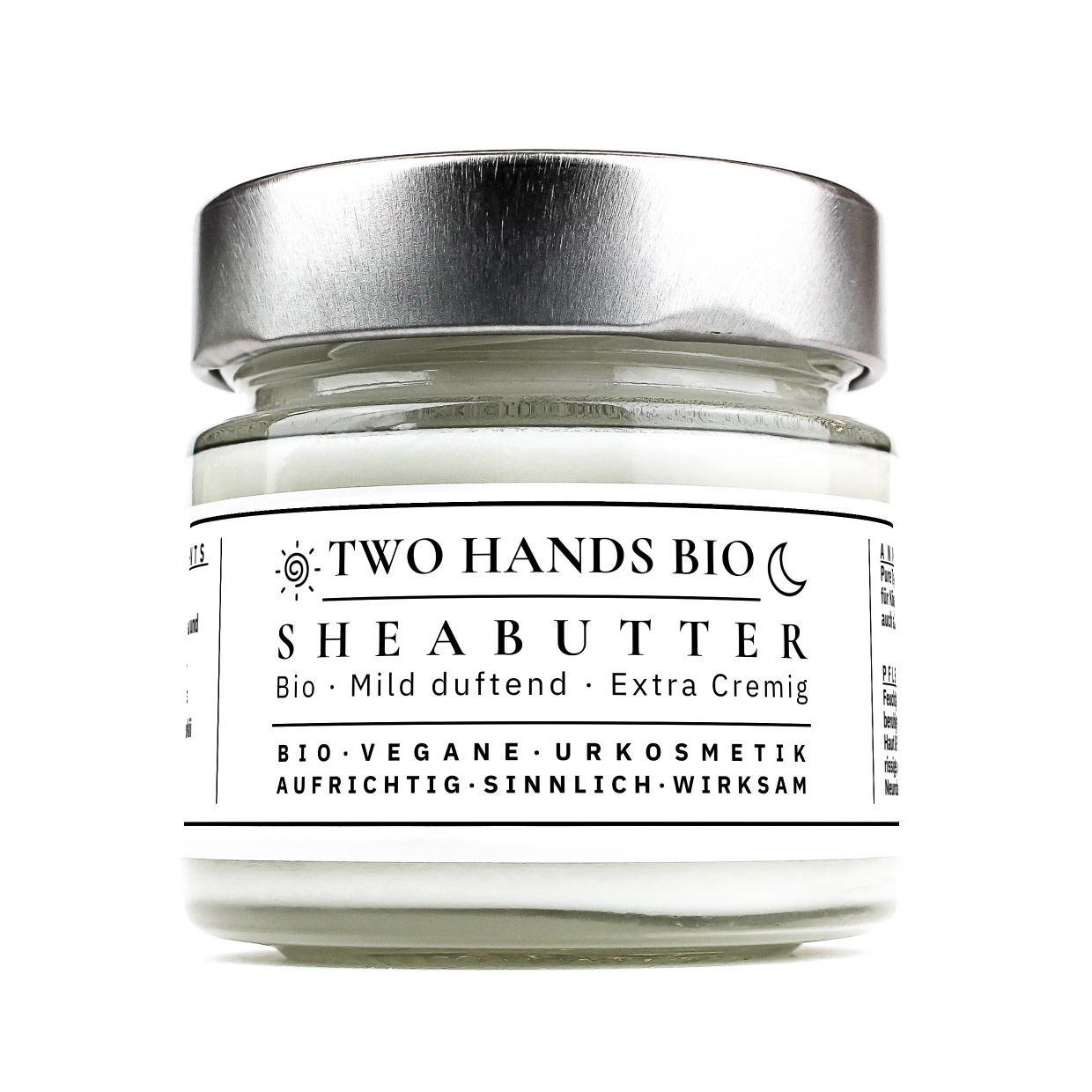 Sheabutter, 100 ml im Glastiegel mit silbernem Metallverschluss
