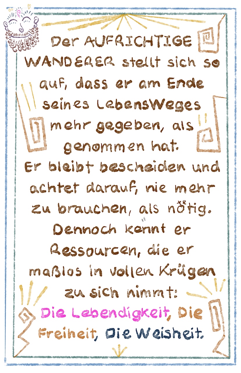 Wegweiser Bescheidenheit Lebendigkeit A Aufrichtiger Wanderer