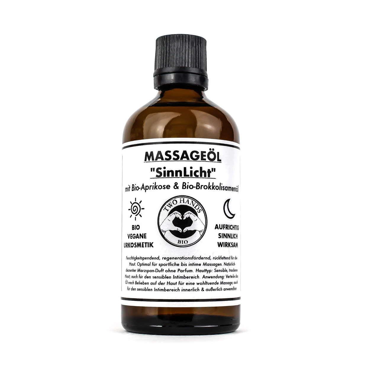 Massageöl „SinnLicht“ mit Bio-Aprikose & Bio-Brokkolisamenöl - Intimmassageöl - Bio-Vegan