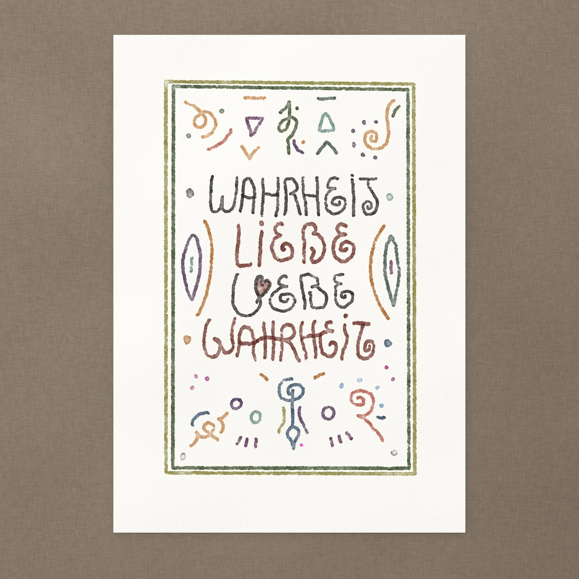 Kunstdruck „Wahrheit & Liebe“ von Leon Ahlers – ganzes Blatt